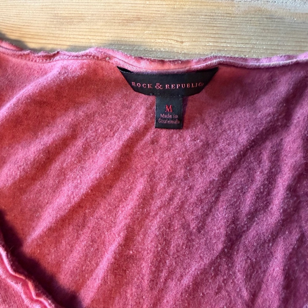 Rock & Republic Womens Coral Pink Pocket Tank Top High Low Hem Size M - Picture 6 of 6